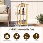 3-Tier White and Gold Bar Cart on Wheels