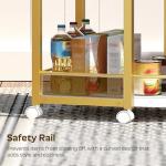 3-Tier White and Gold Bar Cart on Wheels