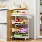 5-Tier Rolling Kitchen Cart with Fruit Basket Storage