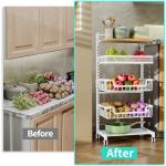 5-Tier Rolling Kitchen Cart with Fruit Basket Storage