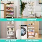 5-Tier Rolling Kitchen Cart with Fruit Basket Storage