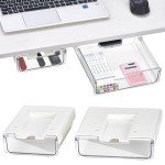 2 Pack Under Desk Hanging Drawers - Clear Acrylic
