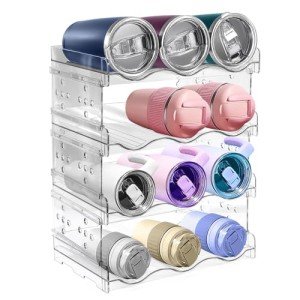 Stackable 4-Tier Water Bottle Organizer Rack