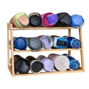 3-Tier Bamboo Water Bottle Organizer for Cabinets