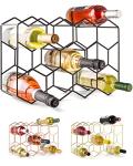 Modern Black Metal 14-Bottle Countertop Wine Rack