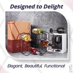 Modern Black Metal 14-Bottle Countertop Wine Rack