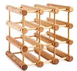 Stackable 12-Bottle Wood Wine Rack Storage