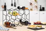 Modern Black Metal 14-Bottle Countertop Wine Rack