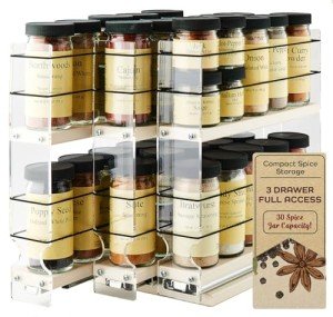 Vertical Mounted Spice Rack with 3 Drawers