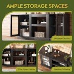 WLIVE Retro TV Stand with Storage for 65” TVs