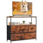 TV Stand Dresser with 5 Drawers and Open Shelf