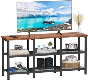 Rustic Brown 3-Tier TV Stand and Media Console