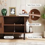 Walnut TV Stand with Power Outlet and Storage