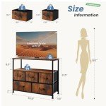 TV Stand Dresser with 5 Drawers and Open Shelf
