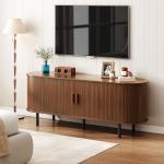 Walnut TV Stand with Power Outlet and Storage