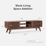 Mid-Century Modern TV Stand with Storage - Walnut