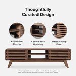 Mid-Century Modern TV Stand with Storage - Walnut