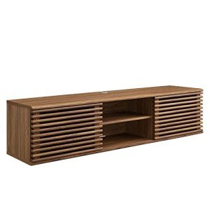 Mid-Century Modern Walnut Wall Mount TV Stand