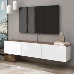 Glossy White Wall Mounted TV Console with Floating Design