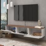 Glossy White Wall Mounted TV Console with Floating Design