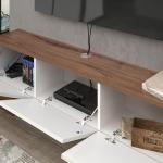 Glossy White Wall Mounted TV Console with Floating Design
