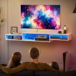 71'' White Floating TV Stand with LED Lights