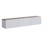 Glossy White Wall Mounted TV Console with Floating Design