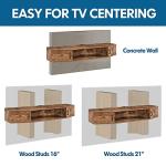 Floating TV Stand with Storage Cabinet - Rustic Brown