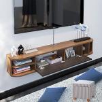 Walnut Floating TV Stand with Storage Shelves