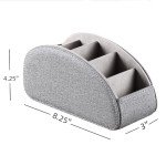 PU Leather Remote Control Holder with 5 Compartments