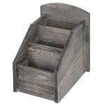 Rustic Dark Gray Wood Remote Control Holder Caddy