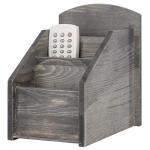 Rustic Dark Gray Wood Remote Control Holder Caddy