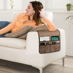 Sofa Armrest Organizer with 6 Pockets (Brown)