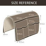 Sofa Armrest Organizer with 6 Pockets (Brown)