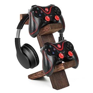 Wooden Game Controller and Headset Stand Rack