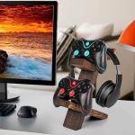 Wooden Game Controller and Headset Stand Rack