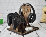Personalized Wooden Headphone and Controller Stand