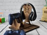 Personalized Wooden Headphone and Controller Stand