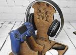 Personalized Wooden Headphone and Controller Stand