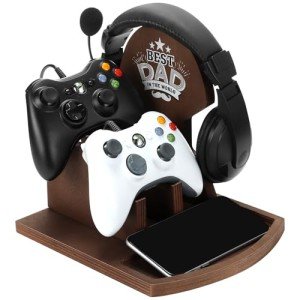 Wooden Headphone & Controller Stand for Gamers