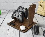 Personalized Wooden Headphone and Controller Stand