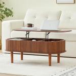 Modern Fluted Lift-Top Coffee Table with Storage