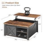 Lift Top Coffee Table with Hidden Storage - Black
