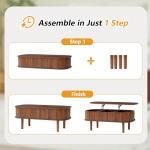 Modern Fluted Lift-Top Coffee Table with Storage