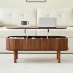 Modern Fluted Lift-Top Coffee Table with Storage