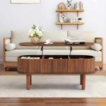 Modern Fluted Lift-Top Coffee Table with Storage