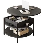 Round Lift Top Coffee Table with Storage - Black