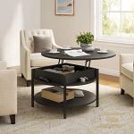 Round Lift Top Coffee Table with Storage - Black