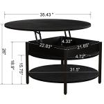 Round Lift Top Coffee Table with Storage - Black