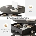 Round Lift Top Coffee Table with Storage - Black